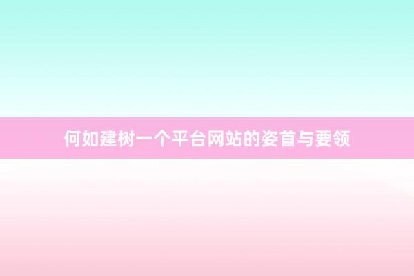 何如建树一个平台网站的姿首与要领