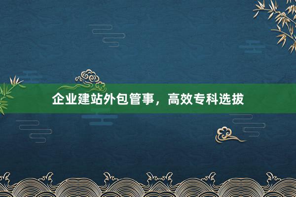 企业建站外包管事，高效专科选拔