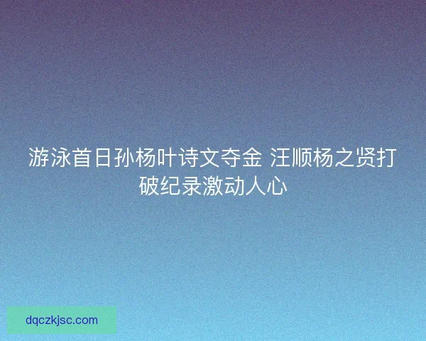 游泳首日孙杨叶诗文夺金 汪顺杨之贤打破纪录激动人心