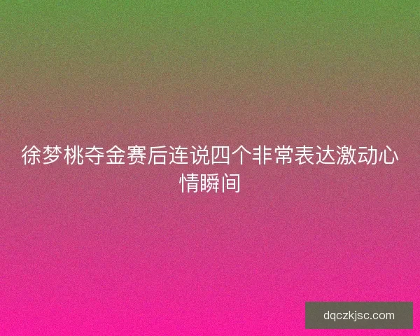徐梦桃夺金赛后连说四个非常表达激动心情瞬间